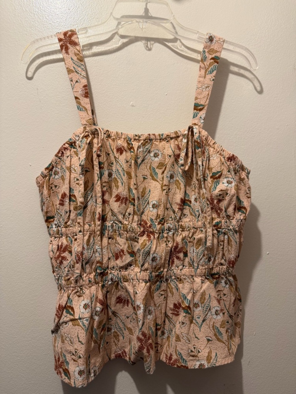 Universal Thread Peach Floral Smocked Tank Top